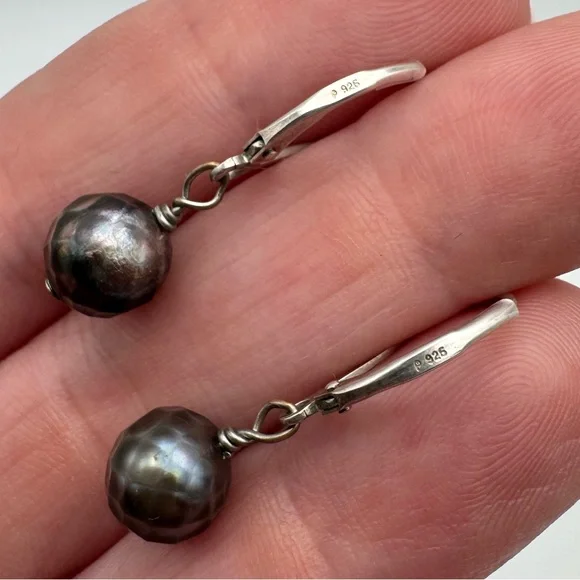 Sterling Silver 925 Pearl Dangle Earrings - Picture 3 of 5